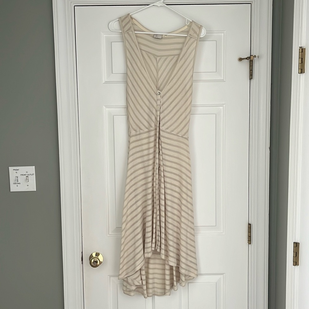Anthropologie Postmark Sandstripe Knit Duster Hi-Lo Vest Cardigan